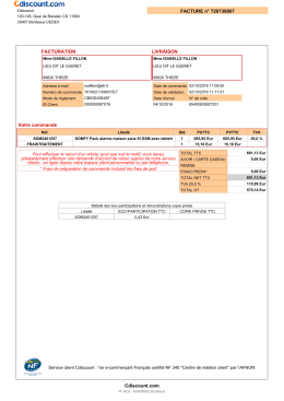 FACTURATION LIVRAISON Votre commande FACTURE n