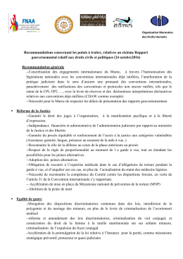 Recommandations concernant les points &agrave; traiter