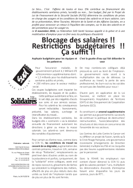 Blocage des salaires !! Restrictions budg&eacute;taires !! &Ccedil;a suffit !!