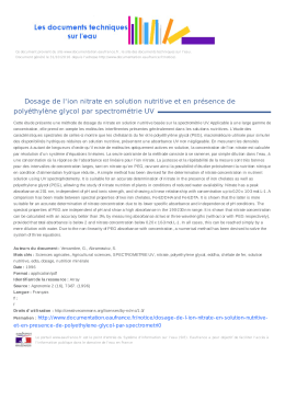 Dosage de l`ion nitrate en solution nutritive et en