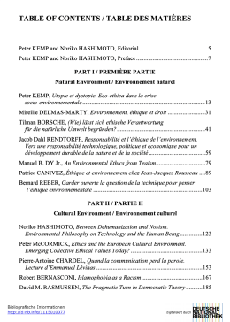 TABLE OF CONTENTS / TABLE DES MATIERES