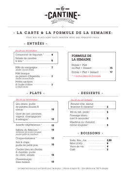 le menu de la semaine