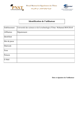 Identification de l`utilisateur - Université des Sciences et de la