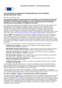 Les entreprises européennes récompensées pour leurs
