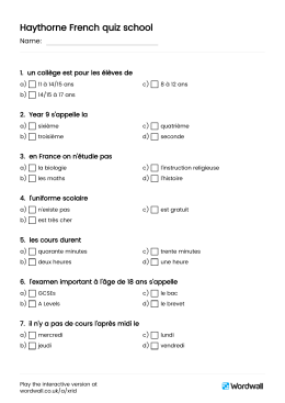 Haythorne French quiz school