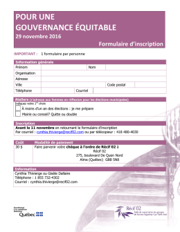 pour une gouvernance &eacute;quitable