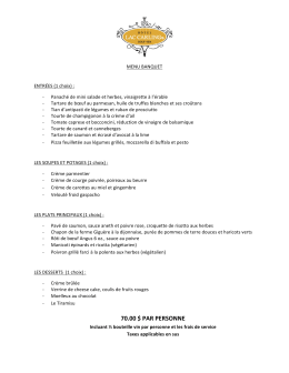 Menu Banquet Hôtel Lac Carling 2016