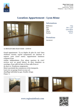 Location Appartement - Lyon 8&egrave;me