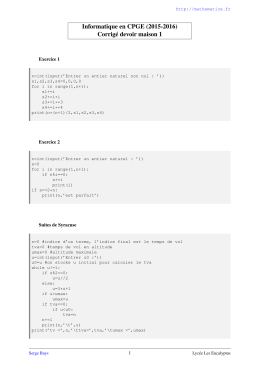 Informatique en CPGE (2015-2016) Corrig&eacute; devoir maison 1