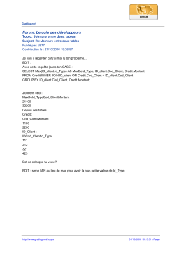 Forum: Le coin des d&eacute;veloppeurs