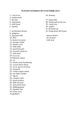 PLAYLIST SATURDAY DU 29 OCTOBRE 2016 1