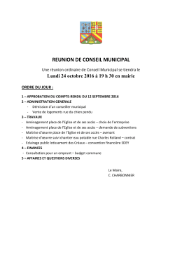 prochaine reunion de conseil municipal le lundi 24 octobre a 19h30