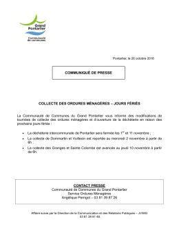 collecte des ordures ménagères – jours fériés