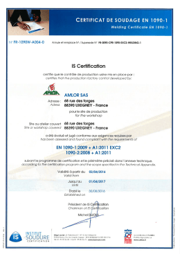 Page 1 CERTIFICAT DE SOUDAGE EN 1090