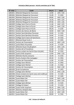 Horaire des entretiens de début de parcours