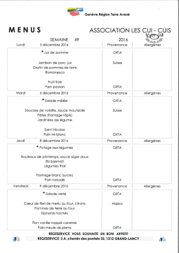 menus du 5 au 9 d&eacute;cembre 2016