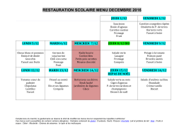 Menu cantine Décembre 2016