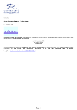 Journ&eacute;e mondiale de l`urbanisme