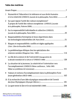 Table des mati&egrave;res