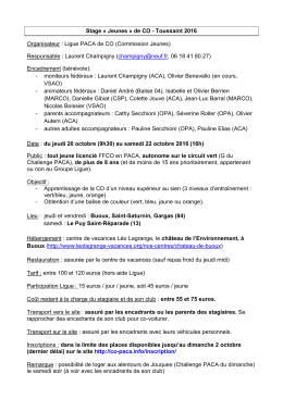 Stage Jeunes Toussaint - 20 au 22 oct. 2016