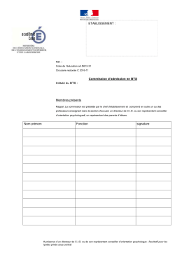 Commission d`admission en BTS Intitulé du BTS : Membres présents