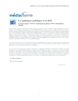 Les politiques publiques et la RSE