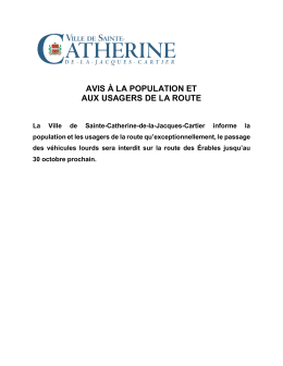 avis &agrave; la population et aux usagers de la route