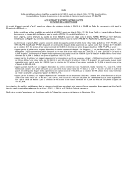 AVIS DE PROJET DE FUSION