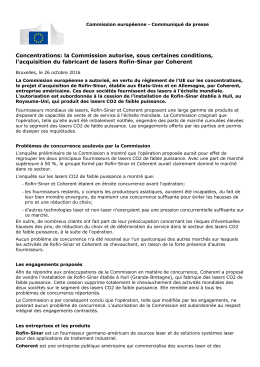 Concentrations: la Commission autorise, sous certaines