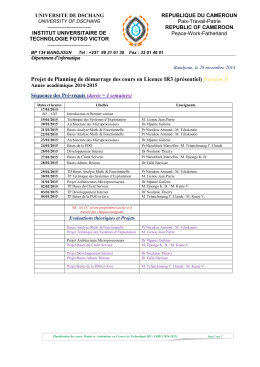 Projet de Planning de démarrage des cours en Licence IR3