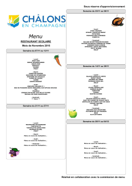 Menus du mois prochain