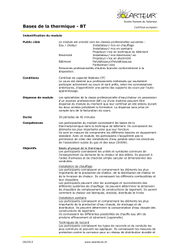 Bases de la thermique - BT