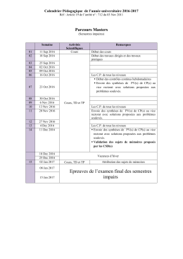 Epreuves de l`examen final des semestres impairs