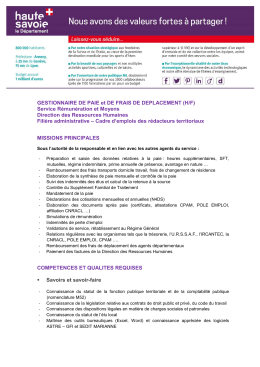 GESTIONNAIRE DE PAIE et DE FRAIS DE DEPLACEMENT (H/F