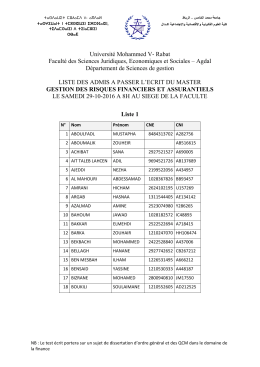 Université Mohammed V - Facultés des Sciences Juridiques
