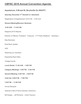 CBFNC 2016 Annual Convention Agenda