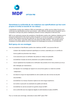 OPTION PMI Garantissez la conformité de vos matériaux aux