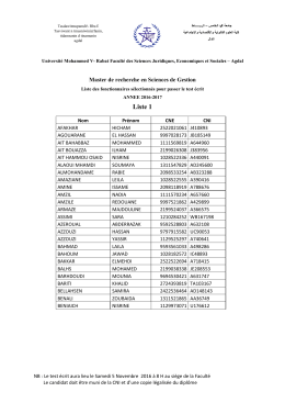Liste - Facult&eacute;s des Sciences Juridiques, Economiques et Sociales