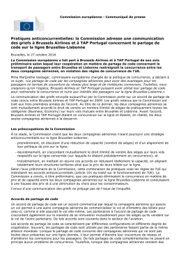 Pratiques anticoncurrentielles: la Commission adresse une