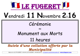 11 novembre 2016 C&eacute;r&eacute;monie au Monument aux Morts.