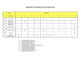 Tableau r&eacute;partition des lots par site