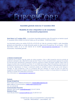 Assembl&eacute;e g&eacute;n&eacute;rale mixte du 17 novembre 2016