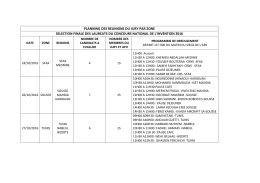 Planning des réunions du jury par zone sélection finale des lauréats