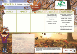 Menu de la cantine