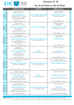 Menus de la semaine du 24 au 30 octobre 2016