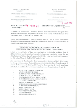 Page 1 REPUBLIQUE DU CAMEROUN R | |}|}|}| | ( () E (AMER(){}N