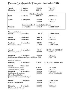 Messes du mois de novembre Paroisse St Mayeul de