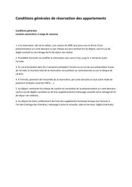 Conditions générales de réservation des appartements