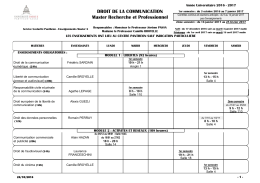 DROIT DE LA COMMUNICATION Master Recherche et Professionnel