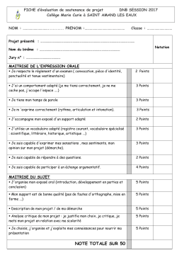 note totale sur 50 - Coll&egrave;ge Marie Curie